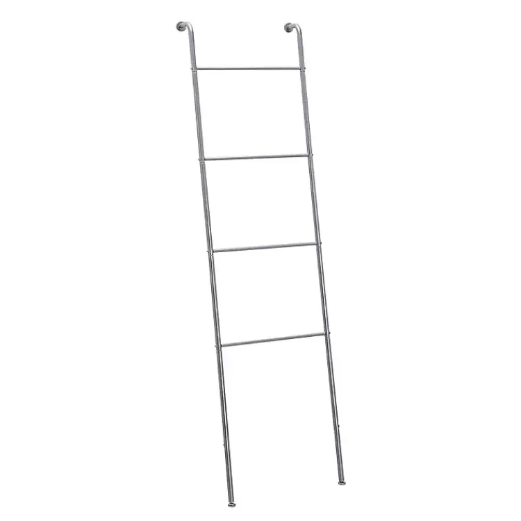 Bathroom Accessories-Kirklands Home Steel 4-Bar Leaning Towel Ladder Silver