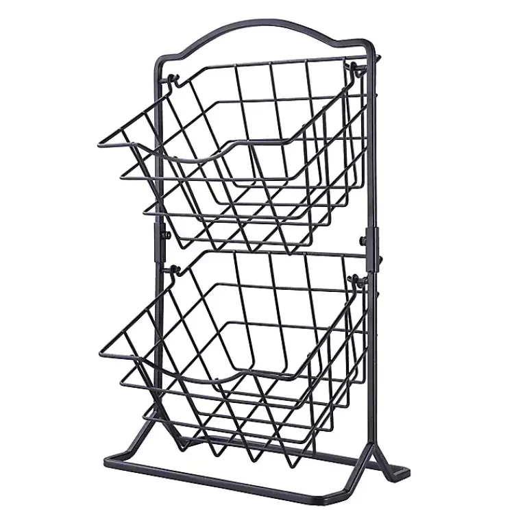 Kitchen Storage-Kirklands Home Metal Wire 2-Tier Square Kitchen Basket Black
