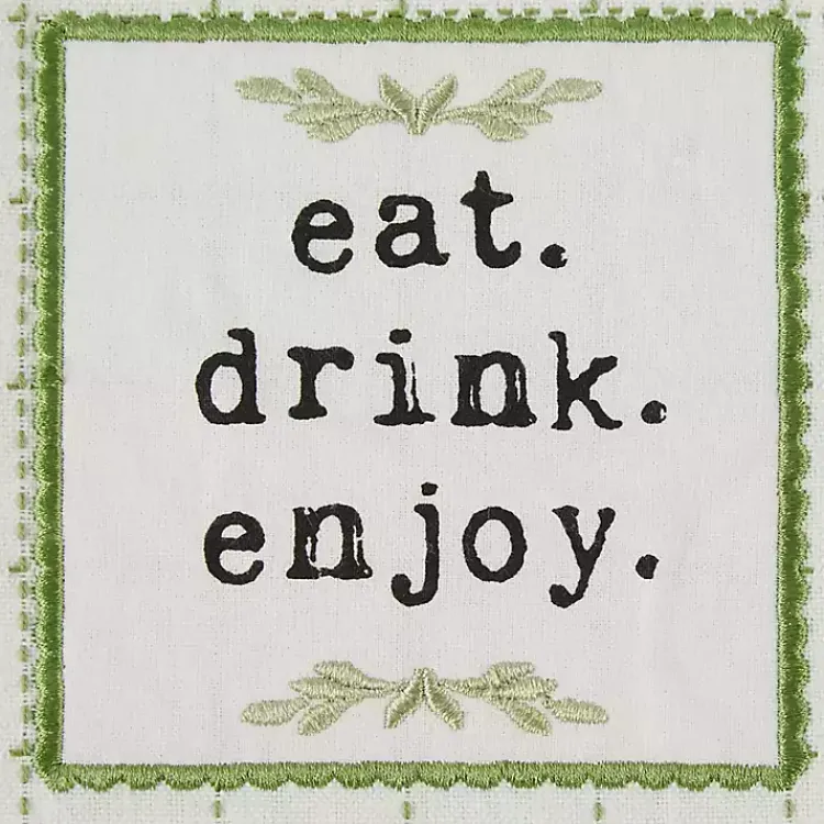 Kitchen Accessories-Kirklands Home Green Plaid Eat Drink Enjoy 4-pc. Dish Towel Set