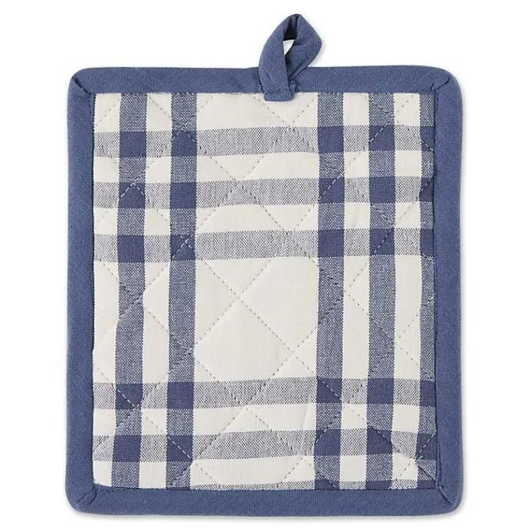 Kitchen Accessories-Kirklands Home Navy Plaid Eat Drink Enjoy 4-pc. Dish Towel Set