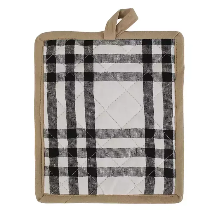 Kitchen Accessories-Kirklands Home Black Plaid Eat Drink Enjoy 4-pc. Dish Towel Set