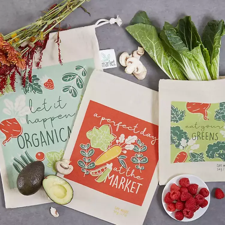 Kitchen Accessories-Kirklands Home Market Veggies Produce Bags, Set of 3