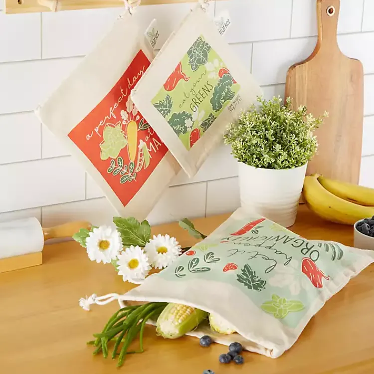 Kitchen Accessories-Kirklands Home Market Veggies Produce Bags, Set of 3