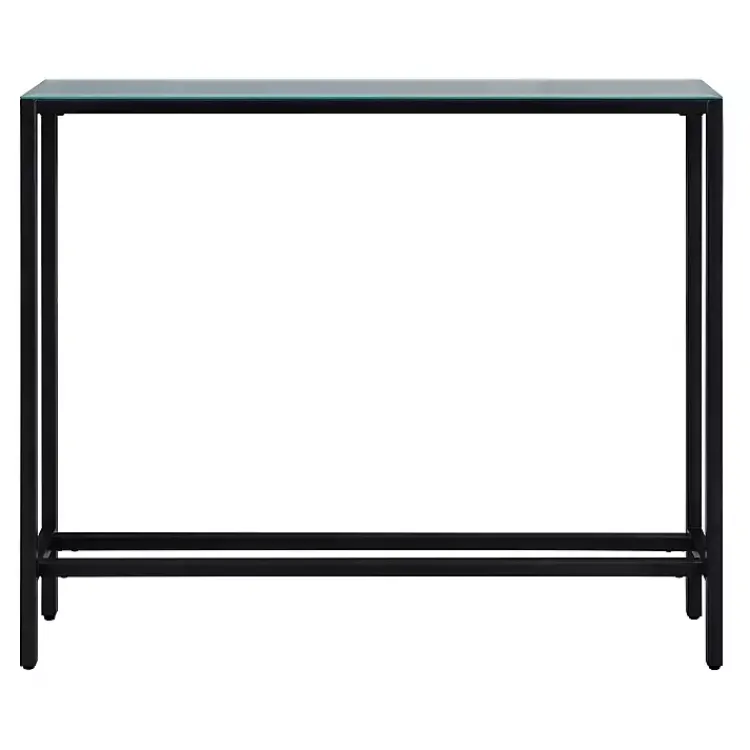 Console Tables-Kirklands Home Metal Mirrored Top Slim Console Table Black