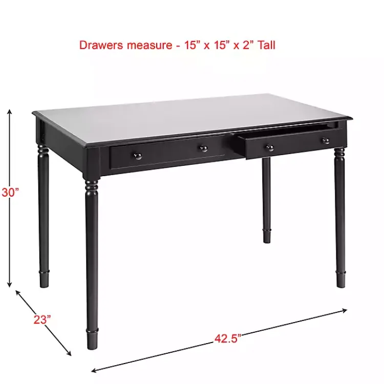 Office Furniture-Kirklands Home Classic 2-Drawer Wood Desk Black