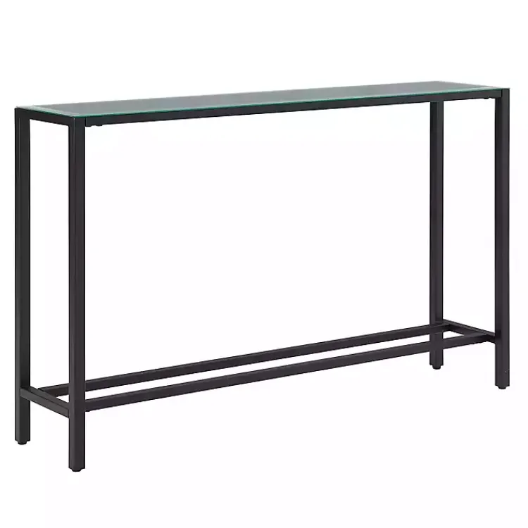 Console Tables-Kirklands Home Long Metal Mirrored Top Console Table Black