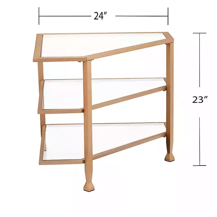 Tv Stands & Media Consoles-Kirklands Home Metal and Glass Corner TV Stand Gold