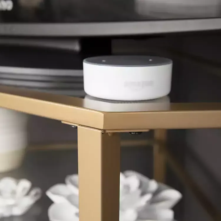 Tv Stands & Media Consoles-Kirklands Home Metal and Glass Corner TV Stand Gold