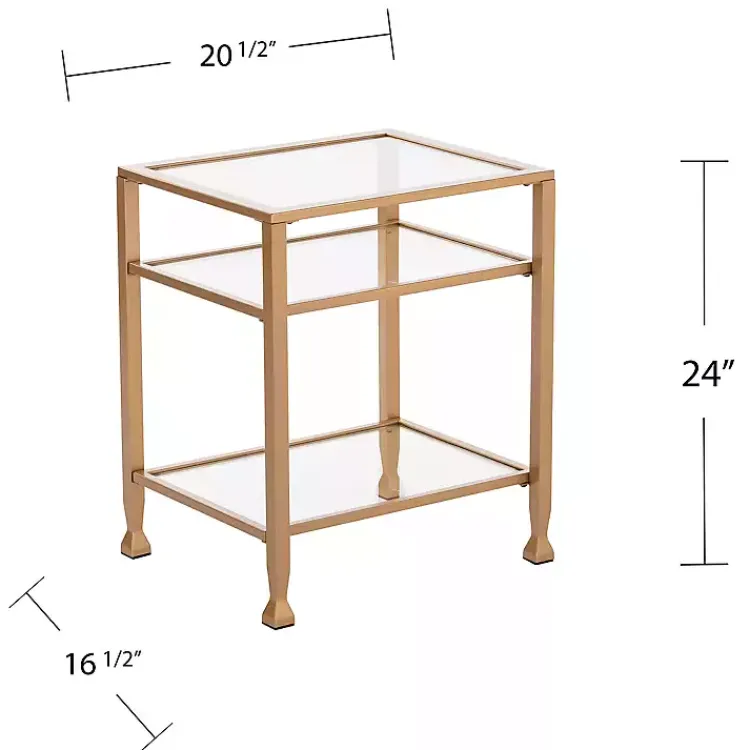 Accent & End Tables-Kirklands Home Metal and Tempered Glass Side Table Gold