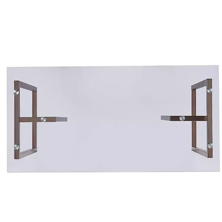 Office Furniture-Kirklands Home Champagne Iron and Glass Desk Gold