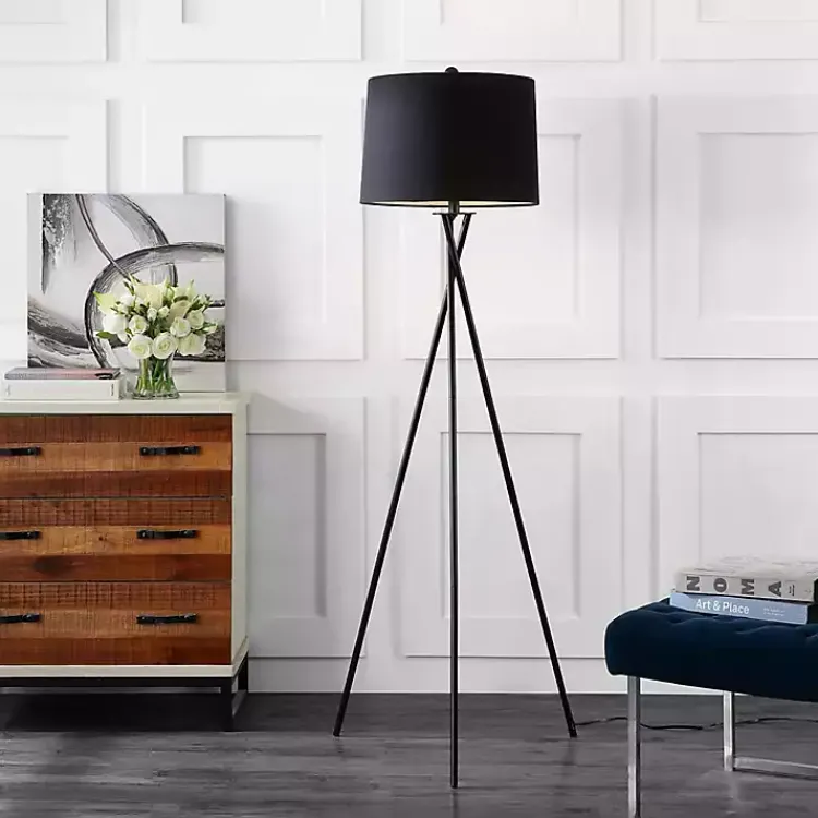 Floor Lamps-Kirklands Home Metal Tripod Twist Floor Lamp Black