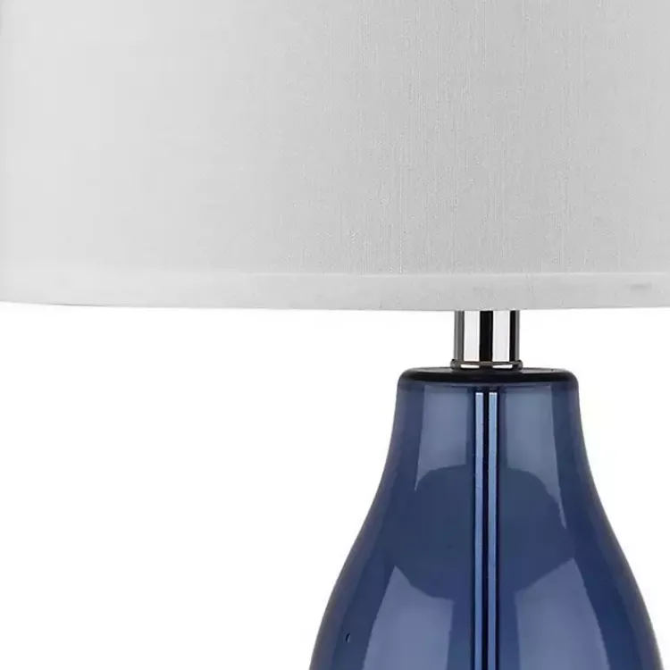 Table Lamps-Kirklands Home Blue Glass Hourglass Table Lamps, Set of 2 White