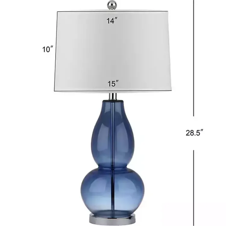 Table Lamps-Kirklands Home Blue Glass Hourglass Table Lamps, Set of 2 White
