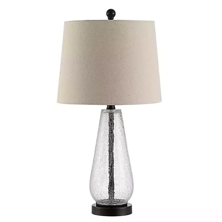 Table Lamps-Kirklands Home Clear Crackle Glass Bronze Center Table Lamp Tan
