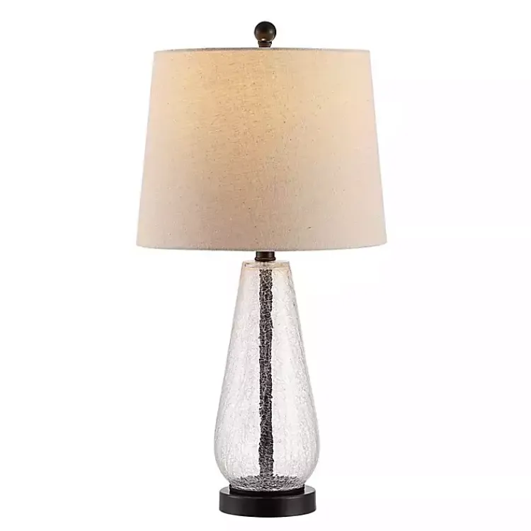 Table Lamps-Kirklands Home Clear Crackle Glass Bronze Center Table Lamp Tan