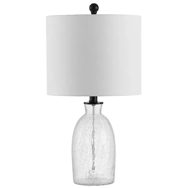 Table Lamps-Kirklands Home Clear Crackle Glass Table Lamp White