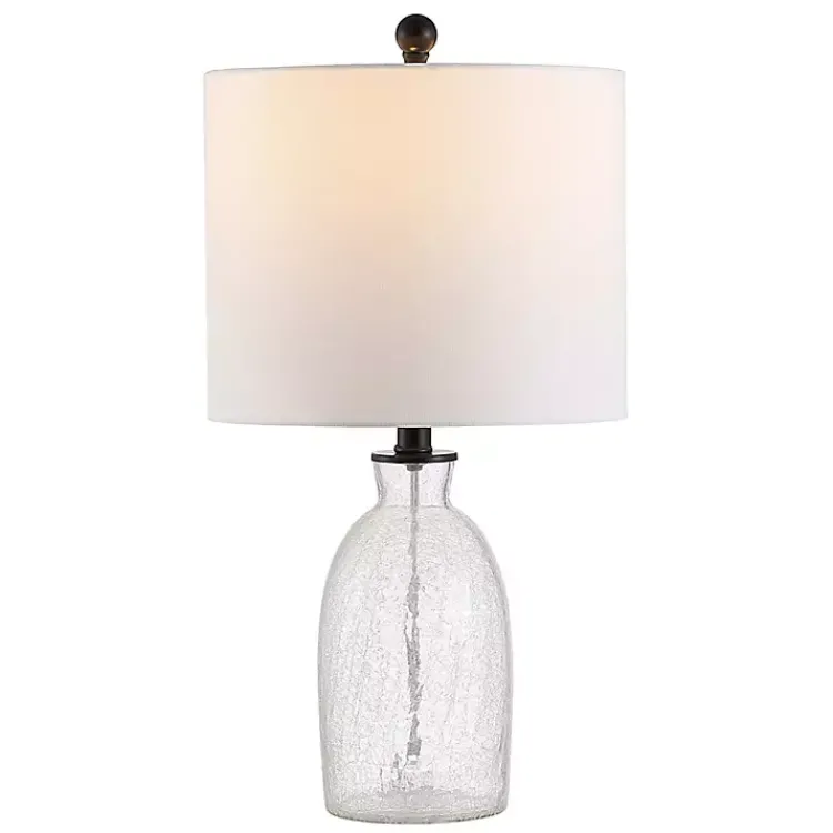 Table Lamps-Kirklands Home Clear Crackle Glass Table Lamp White