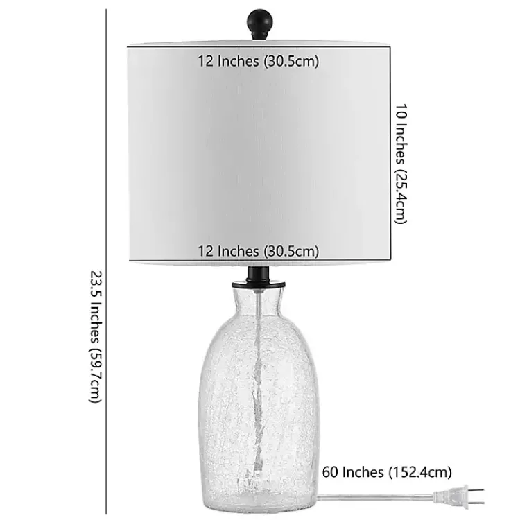 Table Lamps-Kirklands Home Clear Crackle Glass Table Lamp White