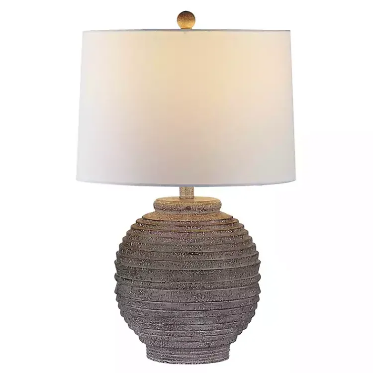 Table Lamps-Kirklands Home Distressed Charcoal Textured Resin Table Lamp White