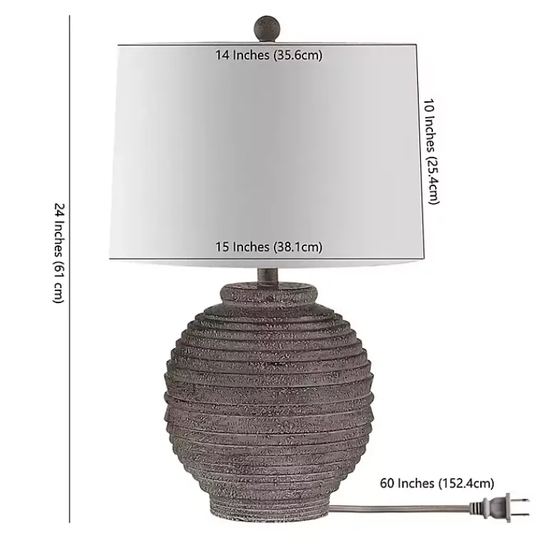 Table Lamps-Kirklands Home Distressed Charcoal Textured Resin Table Lamp White