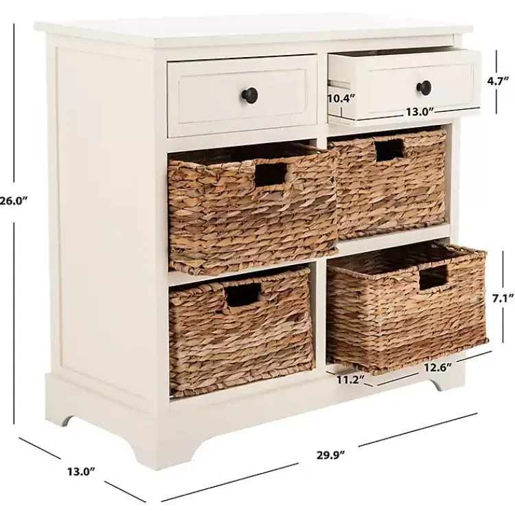 Cabinets & Sideboards-Kirklands Home Wood Woven Baskets Cabinet White