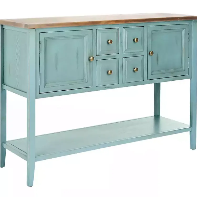 Console Tables-Kirklands Home Wood 2-Door Storage Console Table Blue