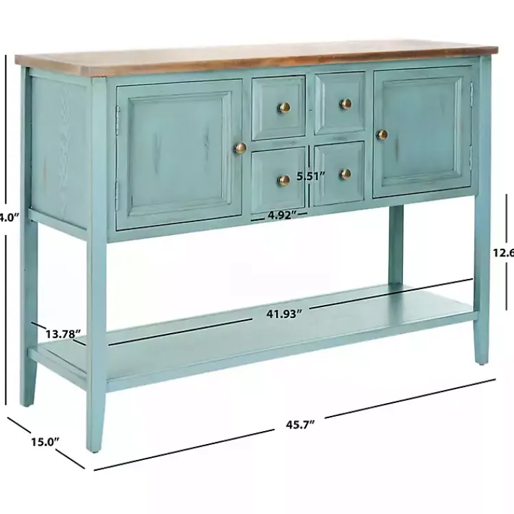 Console Tables-Kirklands Home Wood 2-Door Storage Console Table Blue