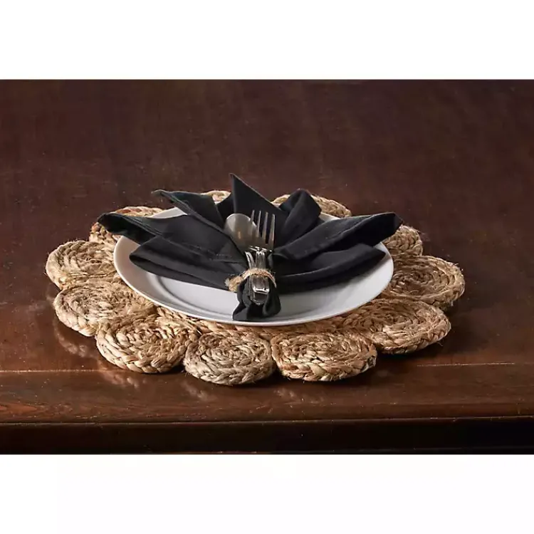 Table Linens-Kirklands Home Round Braided Natural Jute Placemats, Set of 2 Tan