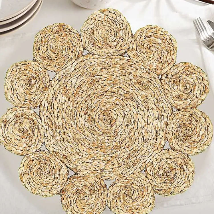 Table Linens-Kirklands Home Round Braided Natural Jute Placemats, Set of 2 Tan