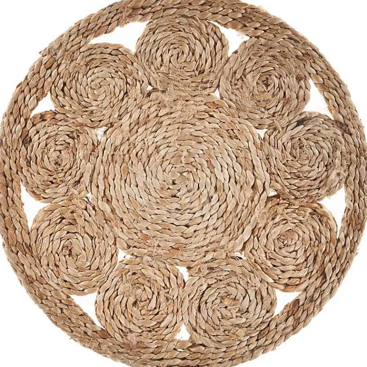 Table Linens-Kirklands Home Round Decorative Braided Jute Placemats, Set of 2 Tan