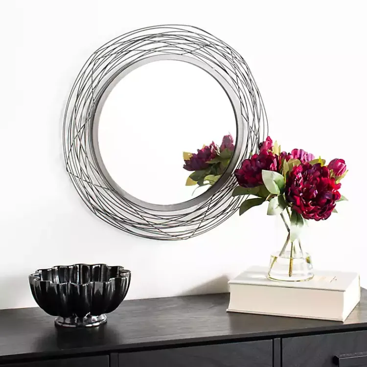 Decorative Mirrors-Kirklands Home Nixie Black Wire Wall Mirror