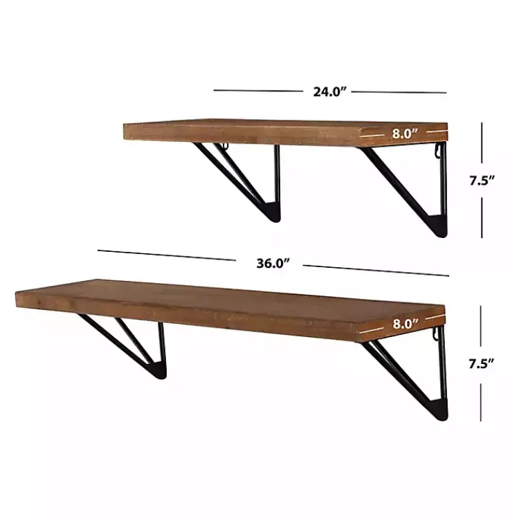 Shelves-Kirklands Home Classic Brown Wood Wall Shelves, Set of 2