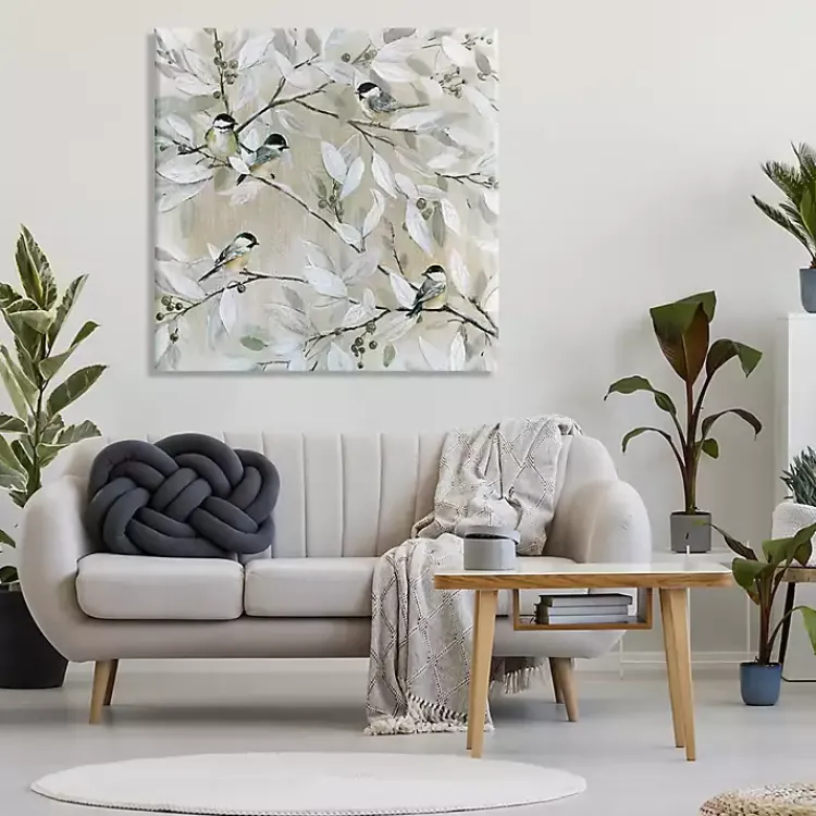 Canvas Art-Kirklands Home Chickadee Birds on Branch Canvas Art Print, 36x36