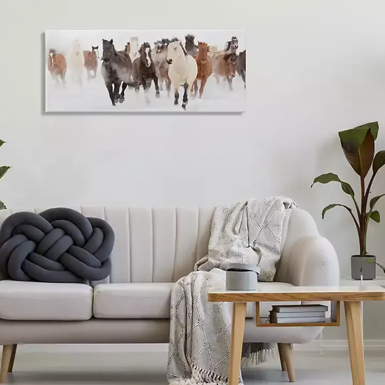 Canvas Art-Kirklands Home Wild Winter Horses Canvas Art Print, 40x17 in.