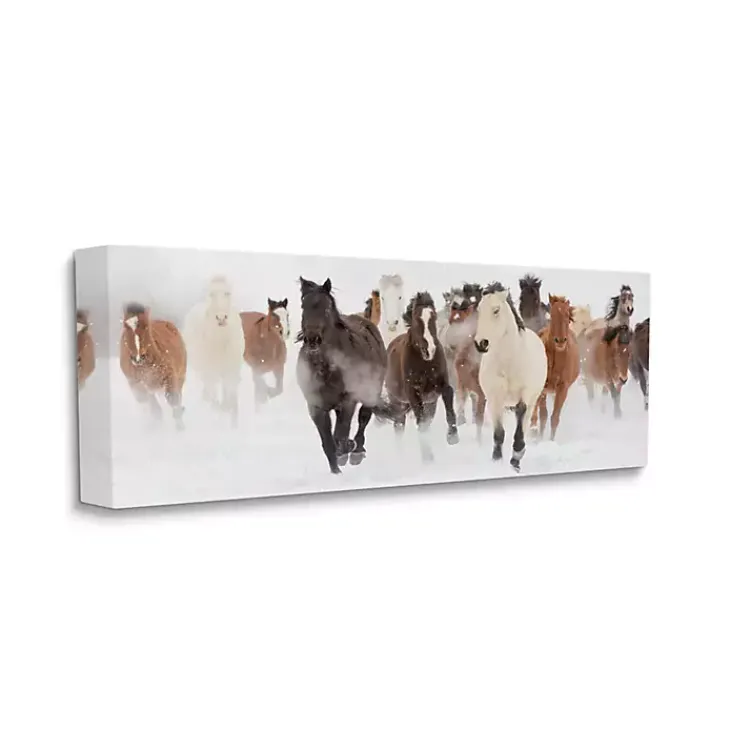 Canvas Art-Kirklands Home Wild Winter Horses Canvas Art Print, 40x17 in.