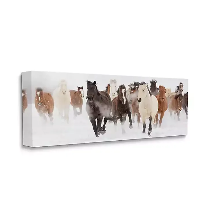 Canvas Art-Kirklands Home Wild Winter Horses Canvas Art Print, 48x20 in.