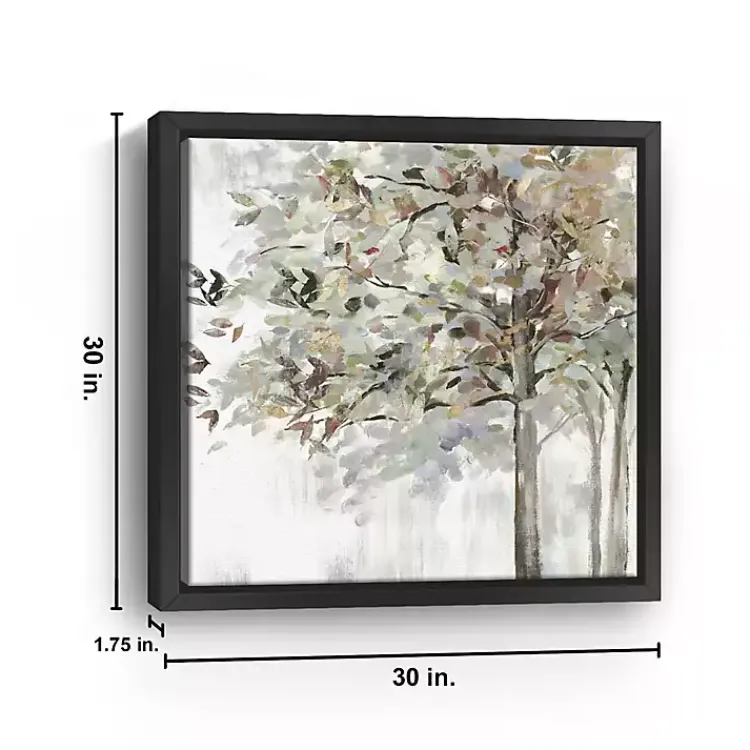 Canvas Art-Kirklands Home Neutral Leaves Framed Canvas Art Print, 30x30 in. Gray