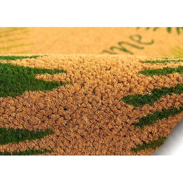 Doormats-Kirklands Home Green Palm Fronds Welcome Coir Doormat
