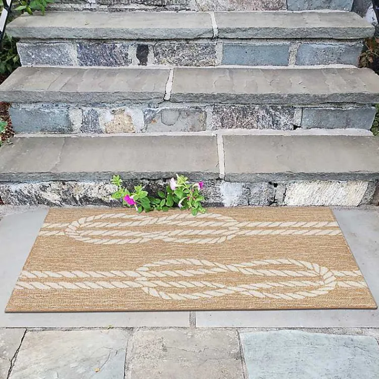 Outdoor Rugs-Kirklands Home Nautical Rope Indoor/Outdoor Area Rug, 2x3 Tan