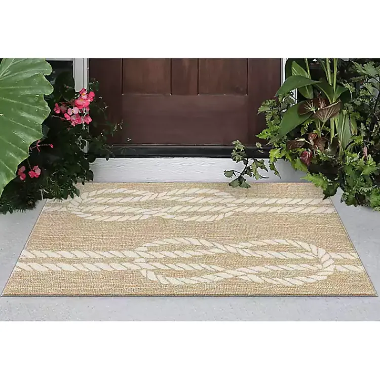 Outdoor Rugs-Kirklands Home Nautical Rope Indoor/Outdoor Area Rug, 2x3 Tan