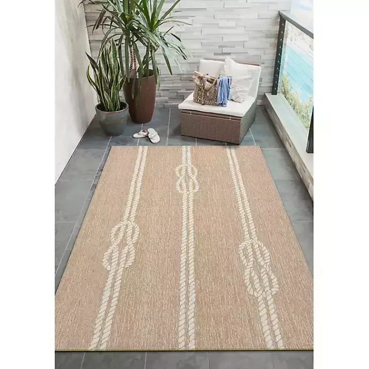 Outdoor Rugs-Kirklands Home Nautical Rope Indoor/Outdoor Area Rug, 2x3 Tan