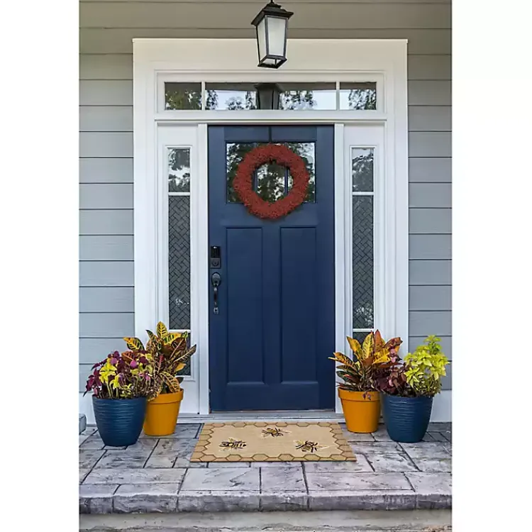 Outdoor Rugs-Kirklands Home Natural Honeycomb & Bees Outdoor Accent Rug