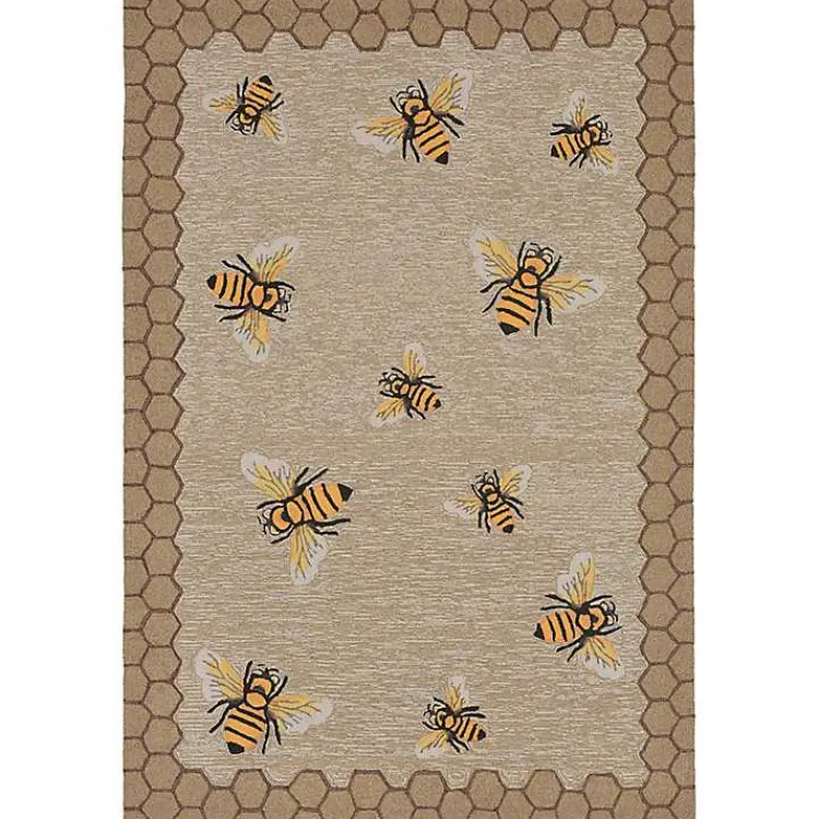 Outdoor Rugs-Kirklands Home Honeycomb Bees Outdoor Area Rug, 5x7