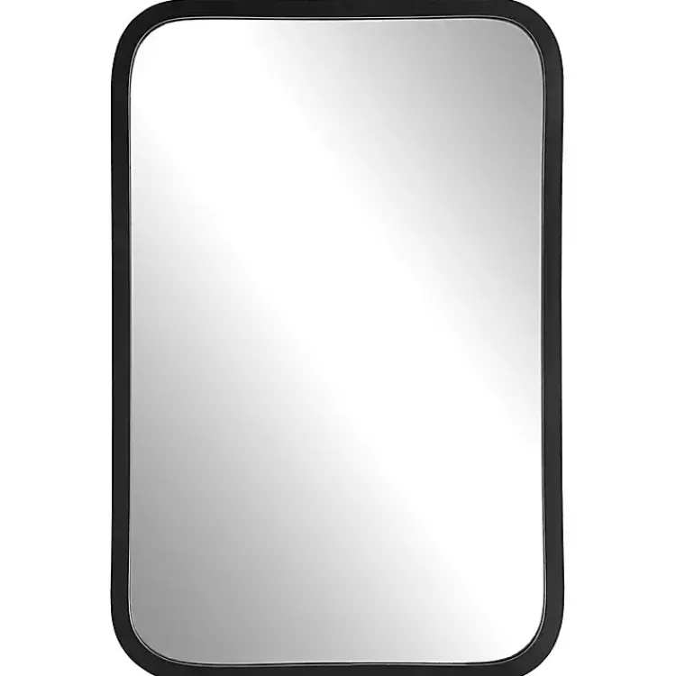 Framed Mirrors-Kirklands Home Matte Black Rectangular Wall Mirror