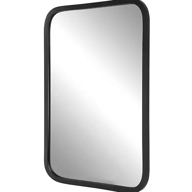 Framed Mirrors-Kirklands Home Matte Black Rectangular Wall Mirror