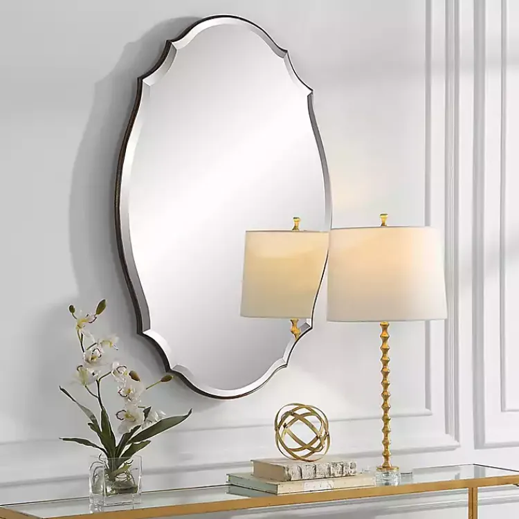 Decorative Mirrors-Kirklands Home Antique Bronze Curved Wall Mirror
