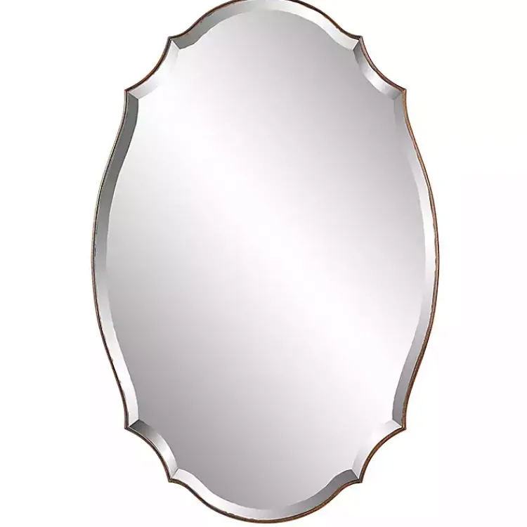 Decorative Mirrors-Kirklands Home Antique Bronze Curved Wall Mirror