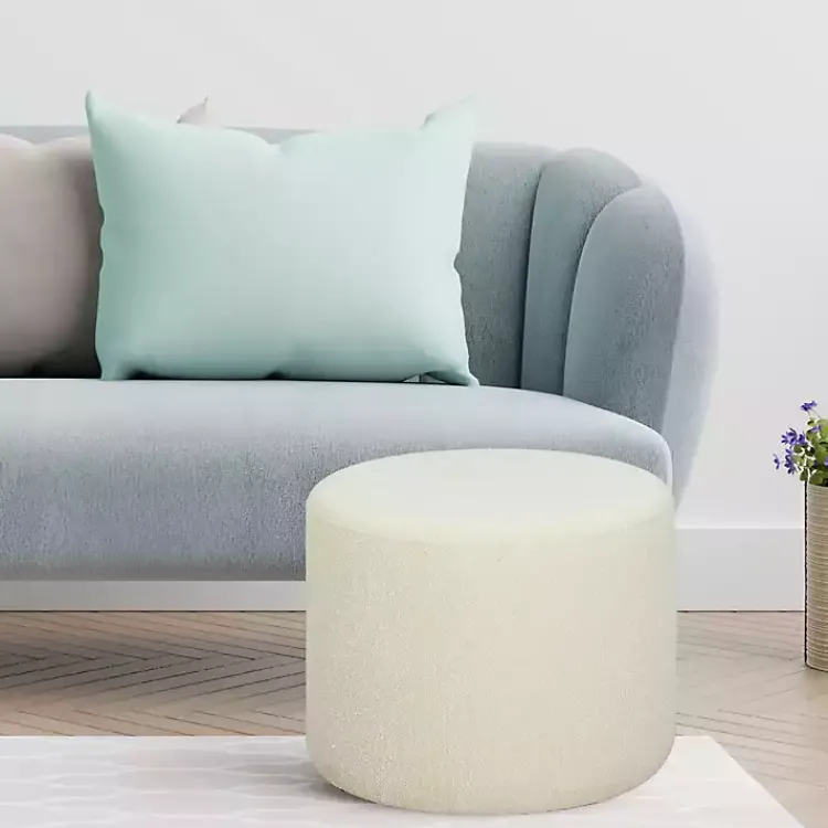 Benches & Ottomans-Kirklands Home Newton Boucle Cylinder Ottoman Ivory