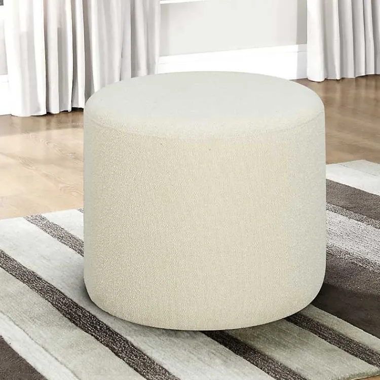 Benches & Ottomans-Kirklands Home Newton Boucle Cylinder Ottoman Ivory