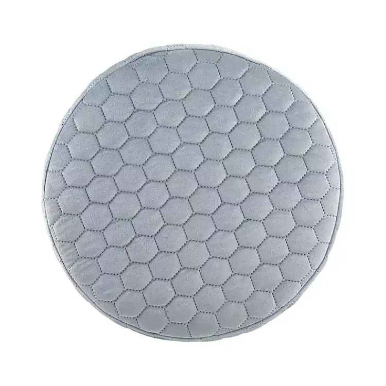 Benches & Ottomans-Kirklands Home Blue Quilted Honeycomb Ottoman